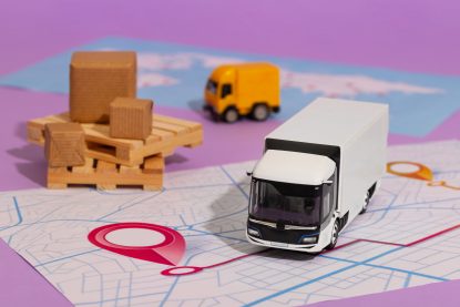 imagem de um caminhão e caixas